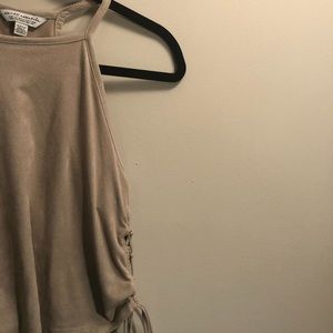 High Neck Suede Side Detail Tank Top